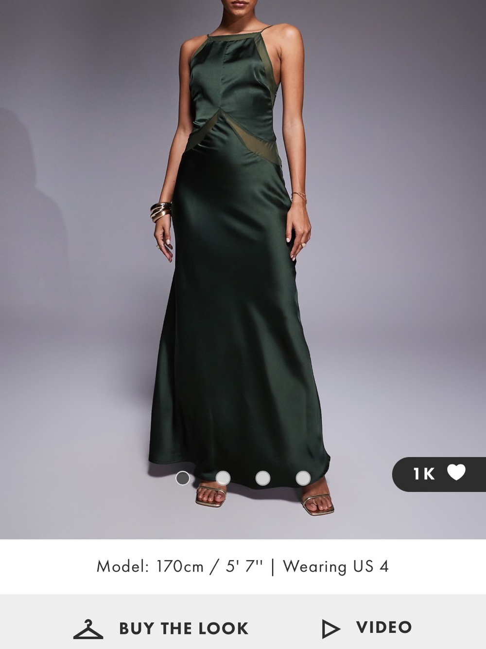 ASOS NWT Forest Green Satin Halter Evening Dress